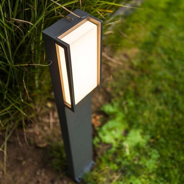 Stojąca LAMPA zewnętrzna QUBO 7193001118 Lutec metalowa OPRAWA prostokątna LED 18W 3000K słupek outdoor IP54 szary