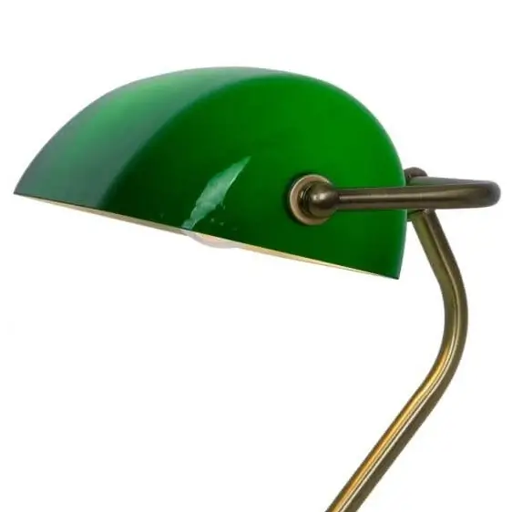 Bankierska lampa stołowa Edes T110810 Zumaline do gabinetu mosiądz zielona