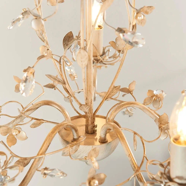 Lampa wisząca na łańcuchu Lullaby LULLABY-5CR złoty kremowy