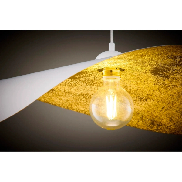 Wisząca falowana lampa LEAF biała złota 1xE27 kapelusz 41921