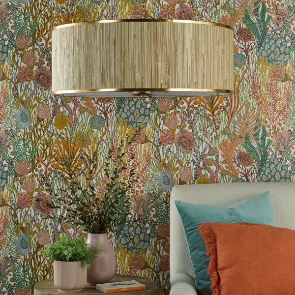 Wisząca lampa hampton Fernella FEN0835 do jadalni trawa morska złoty