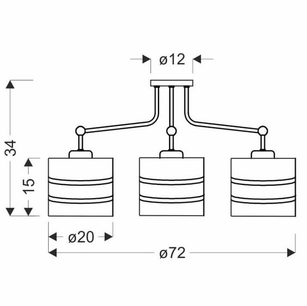 3-punktowa lampa sufitowa Andy abażurowa czarna złota