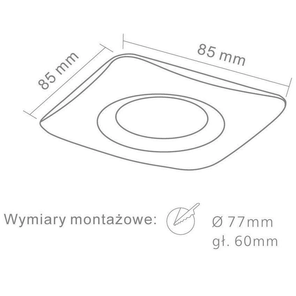 Oczko LAMPA sufitowa Bello Orlicki Design metalowa OPRAWA regulowana wpust kwadratowy chrom