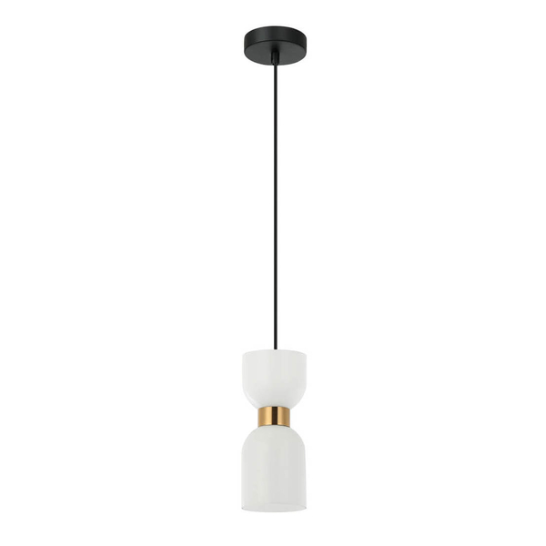Szklana lampa wisząca Monza PND-57602-1-BRO Italux czarny biały mosiądz