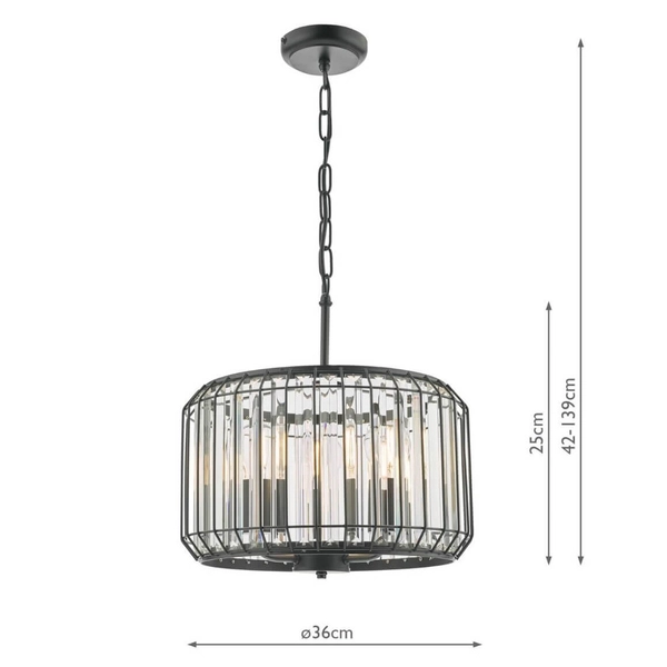 Kryształowa lampa wisząca Naeva NAE0322 Dar Lighting salonowa czarny mat