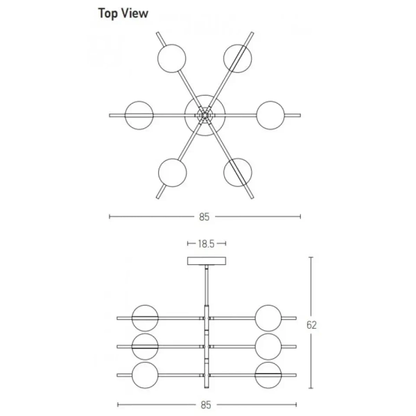 Molekułowa lampa sufitowa 2002 LED 45W 3000K kule złoty czarny biały