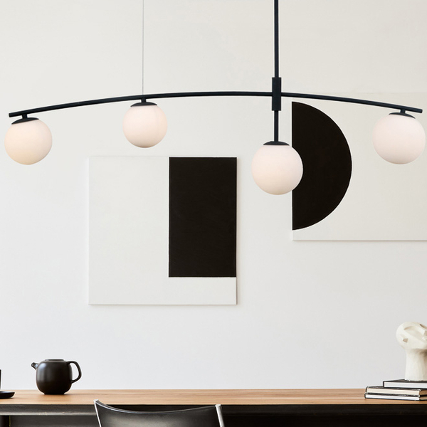 Modernistyczna LAMPA wisząca SENAI PND-31322-4A-SB Italux metalowa OPRAWA szklane kule zwis czarny