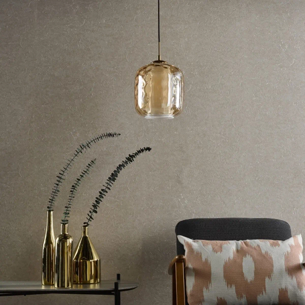 Szklana wisząca lampa Majella MAJ0145 do salonu przezroczysta mosiądz