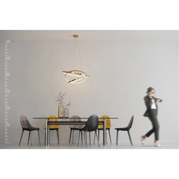 Nowoczesna lampa wisząca Wheel LED 80W 3000K metalowa złota