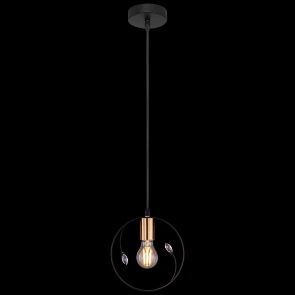 Industrialna LAMPA wisząca VIGO 15346-1 Globo metalowa OPRAWA zwis kryształki transparentne czarne