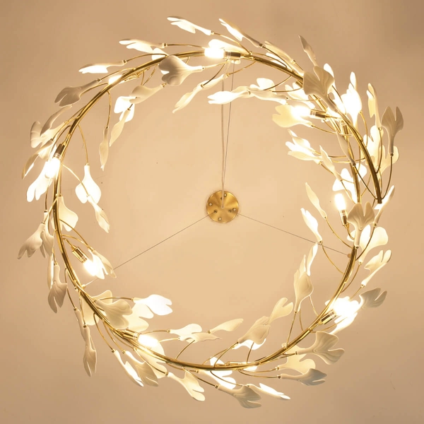 Wisząca lampa BOTANIKA XY080P-80 Step do jadalni glamour biała złota