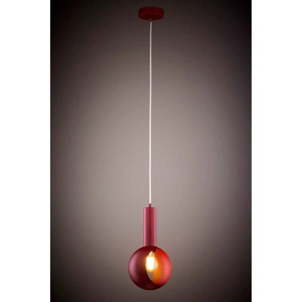 Burgundowa lampa wisząca VITRUM oczko 1xE27 metalowa do jadalni 41636