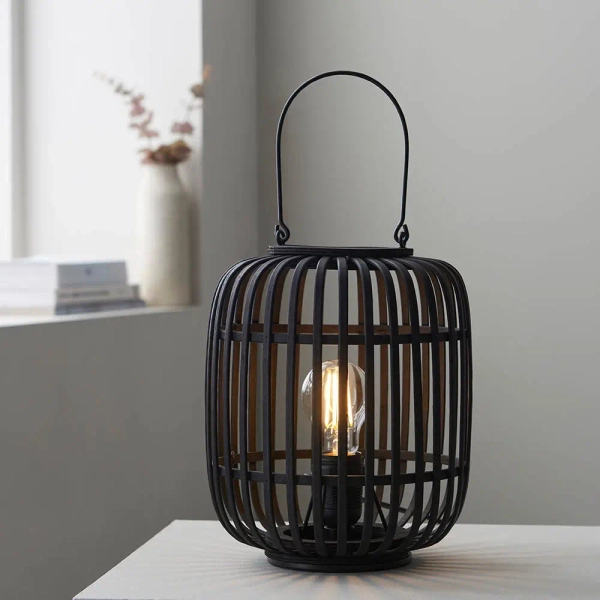 Bambusowa lampa nocna Mathias 101674 drewniany czarny