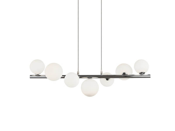 Wisząca lampa salonowa Sybilla szklane kule białe chrom