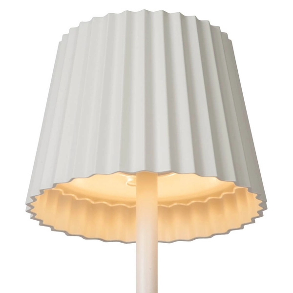 Biała lampa stojąca Justine na taras LED 2W ściemnialna