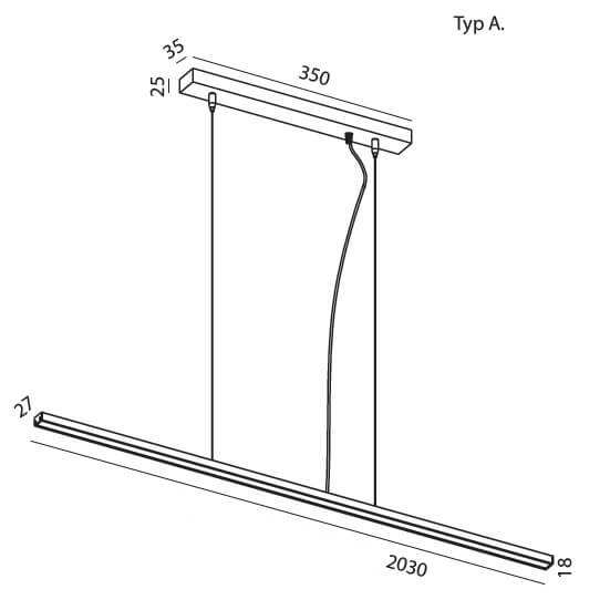 Lampa wisząca liniowa Slima 5122A06203-11 Elkim LED 40W 4000K do salonu czarna