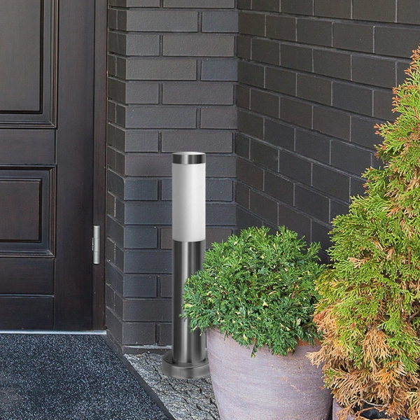 Słupek LAMPA stojąca LIVIA 200495 Polux metalowa OPRAWA zewnętrzna do ogrodu outdoor IP44 satyna