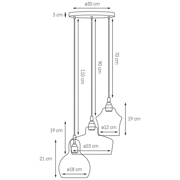 Loftowa LAMPA wisząca LONGIS 10877305 Kaspa szklana OPRAWA skandynawski ZWIS kaskada złota przezroczysta czarna