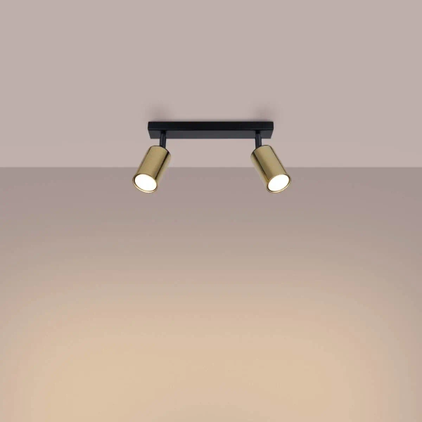 Podwójny plafon Winx SL.1383 Sollux tubki metalowe złoty czarny