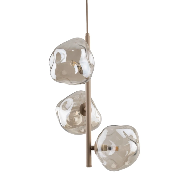 Glamour zwisająca lampa Lava Sabia 11107 szklane kule bursztynowy