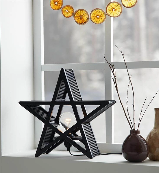 Ozdoba stołowa świetlna Bamboo gwiazda star stojąca czarna