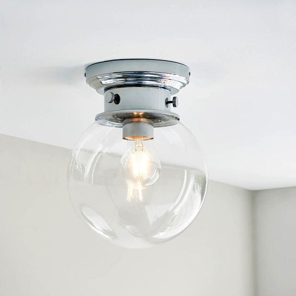 Kulista lampa sufitowa Cheswick 96138 IP44 chrom przezroczysty