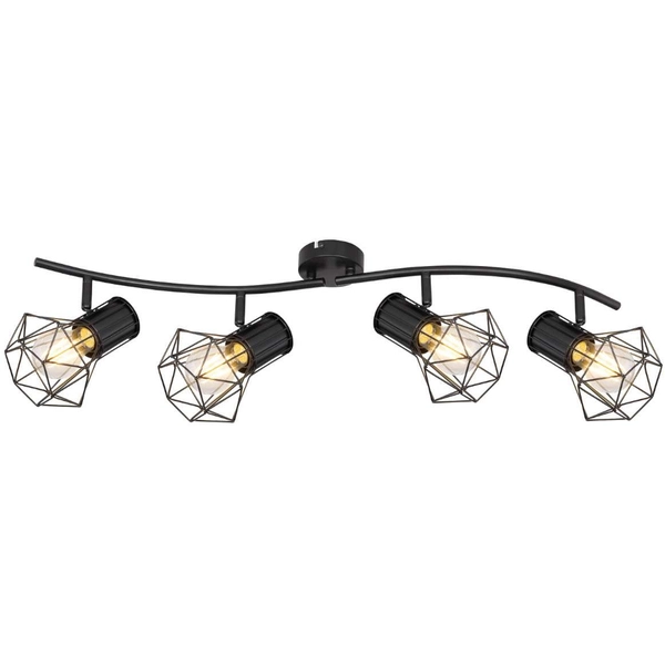 Druciana LAMPA sufitowa PRISKA 54017-4 Globo industrialna OPRAWA metalowy plafon klatki regulowane czarne