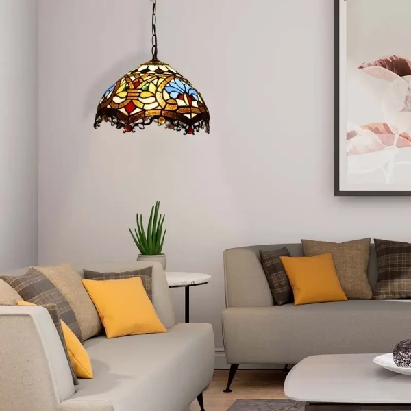 Lampa witrażowa wisząca tiffany Capolavoro ABR-LW-CAPO3 szklana kolorowa