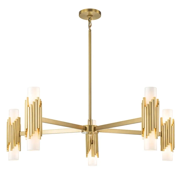 Lampa wisząca glamour Marvele MARVELE10-AB-OPAL tubki mosiądz