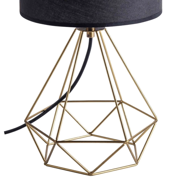 Gabinetowa LAMPA abażurowa HIRA 318602 Polux druciana LAMPKA stołowa złota czarna