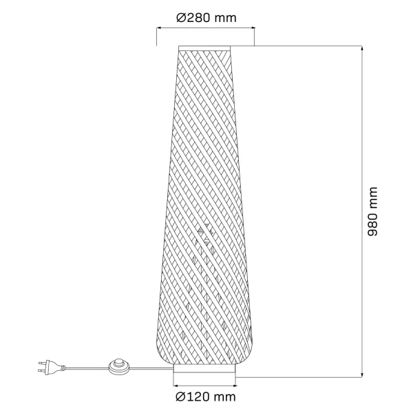 Ażurowa lampa podłogowa Zanzibar 330147 bambusowa z wtyczką czarna