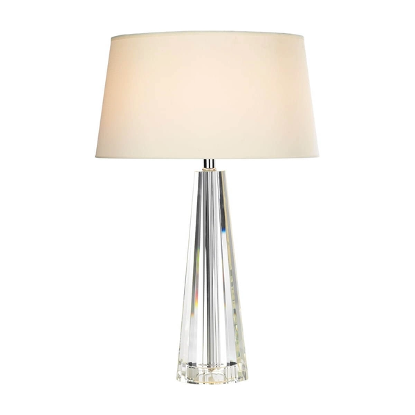 Stołowa lampa Cyprus CYP4208 Dar Lighting do salonu tkanina szkło kryształ biały