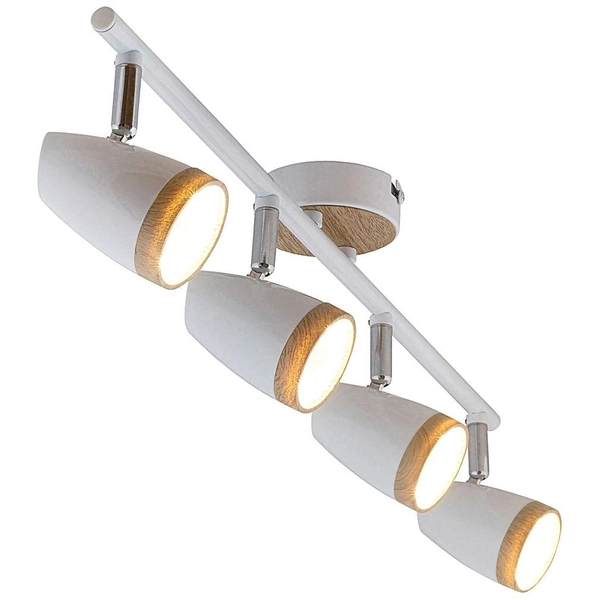 LAMPA sufitowa KAREN 5567 Rabalux metalowa OPRAWA regulowane reflektorki LED 16W 3000K na listwie skandynawskie drewno białe