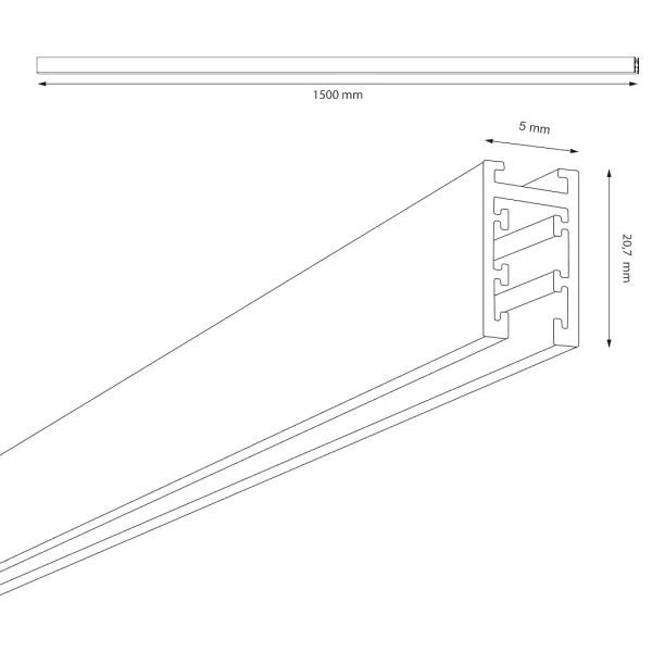 Natynkowa szyna magnetyczna 150cm Magnetic Track ML2159 czarny