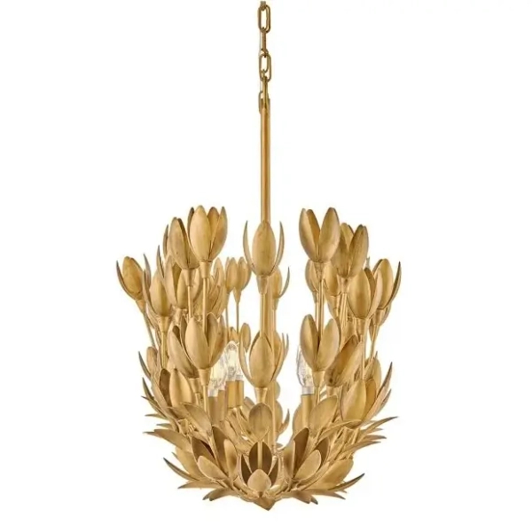 Dekoracyjna wisząca lampa Flora QN-FLORA10-GD kwiaty do jadalni złote
