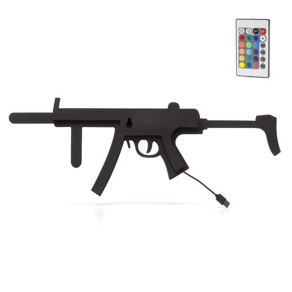 Młodzieżowy kinkiet ścienny KLMP5 LED RGB karabin USB czarny