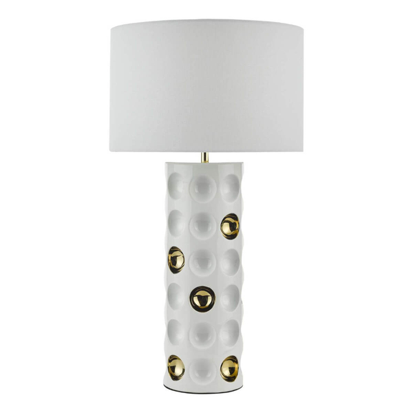 Ceramiczna lampa stołowa Dimple DIM422 Dar Lighting biała złota