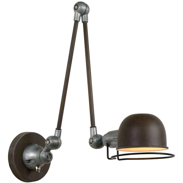 Regulowana LAMPA ścienna HONORE  45252/11/97 Lucide industrialna OPRAWA metalowy kinkiet rdzawy brąz szary