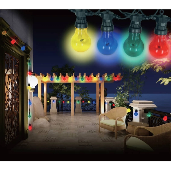 Kolorowy łańcuch do ogrodu 6,2m 10 LED 250W IP44 multikolor