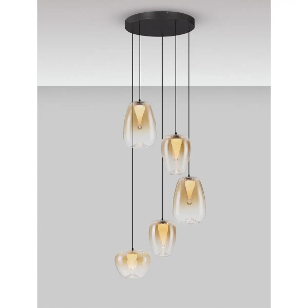 Wisząca lampa szklana JAREVIA LE45127 LED 18W 3000K owalna złota