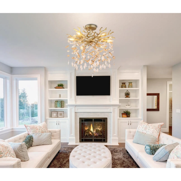 Kryształowa sufitowa lampa Queena 64138DG do salonu glamour złoty