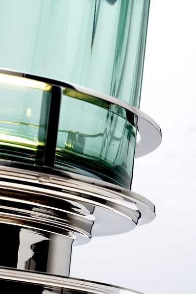 Niklowa lampa stołowa QN-ARNO-GREEN-PN szklana zielona