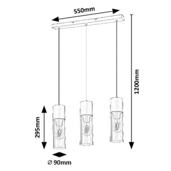 Potrójna lampa wisząca RONNO 72053 szklana loftowa przydymiona czarna