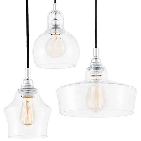 Szklana LAMPA wisząca LONGIS 10525309 Kaspa loftowa OPRAWA zwis kaskada chrom przezroczysty
