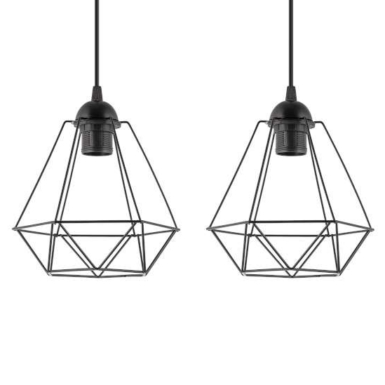 Wisząca lampa druciana VEN W-L 1210/2 metalowa na listwie czarne
