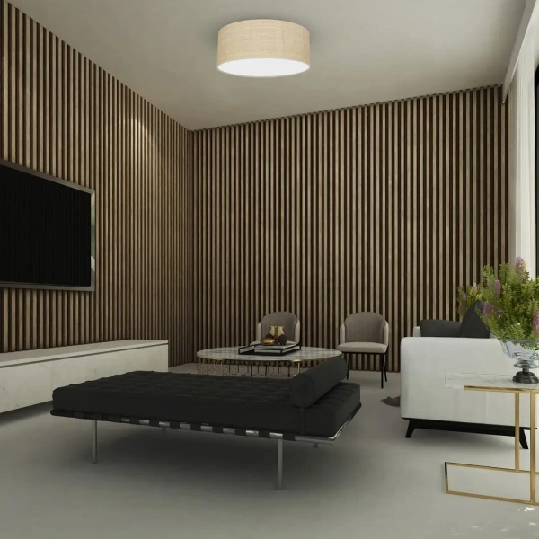 Skandynawski plafon MARSHALL MLP7487 okrągły rattan biały beżowy