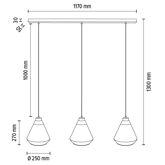 Lampa wisząca MISTRAL 15820304 skandynawska szklany złoty przezroczysty