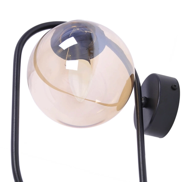 Kinkiet ścienny elipsa Venta K-5125 Kaja kula ball bursztynowa czarna