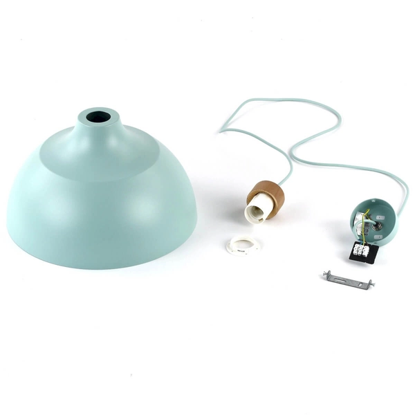 Lampa zwisowa do przedpokoju Cap 5901 kopuła metalowa drewniany miętowy