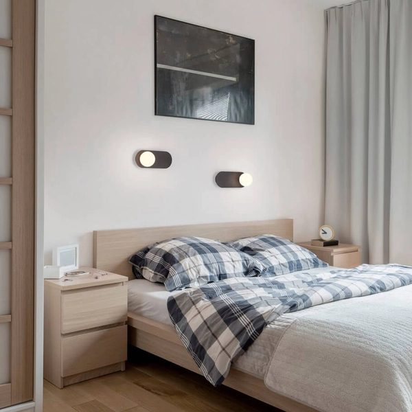 Nowoczesny kinkiet na ścianę ALTOS LE44369 kulisty do salonu czarny biały